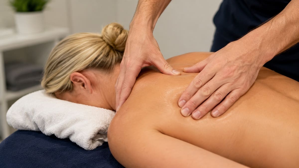 Acupressure pressure point therapy for upper back muscle tension