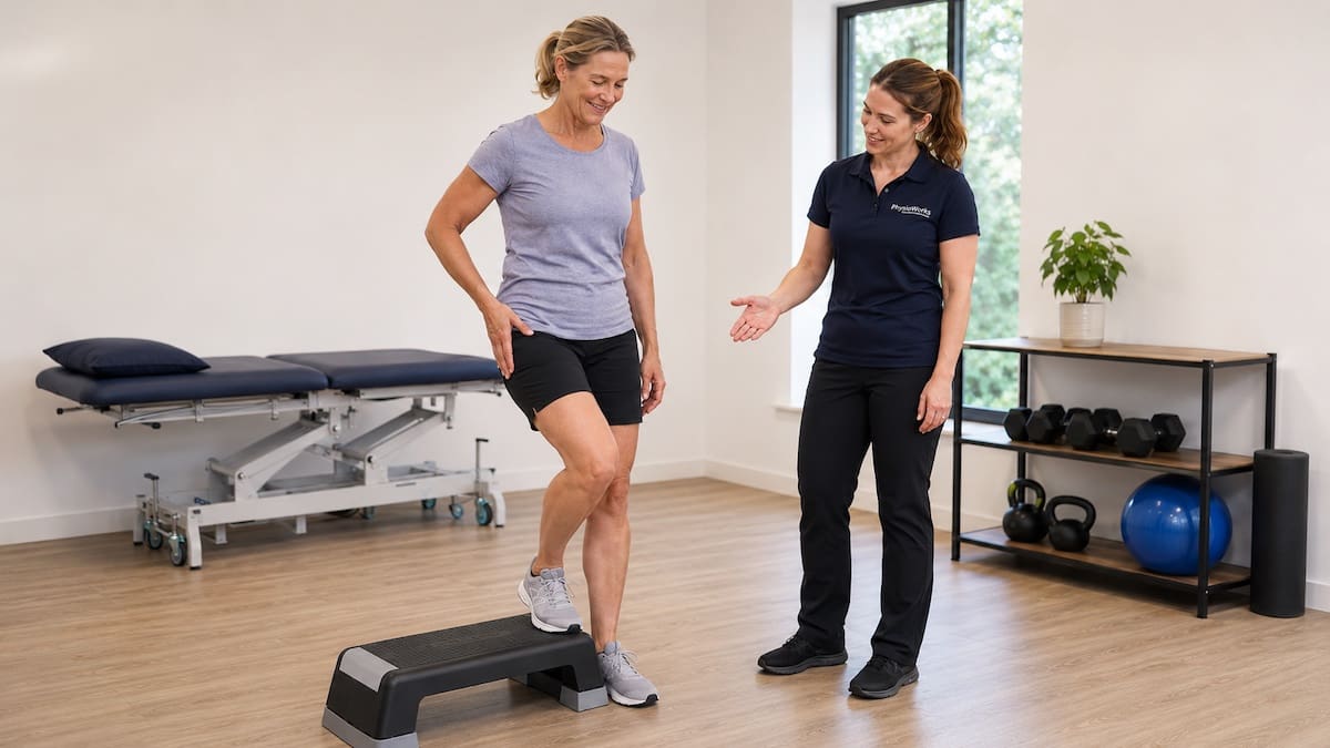 Gluteal tendinopathy assessment during a controlled step-down test