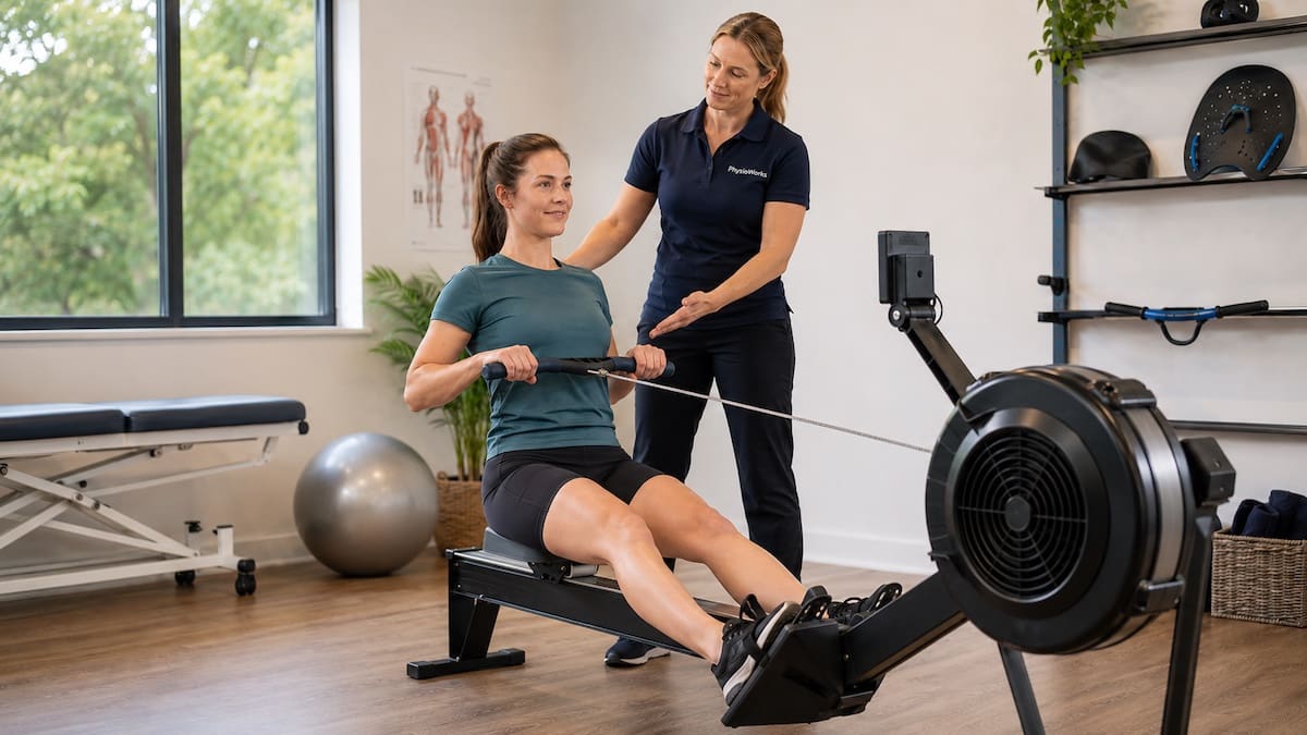 rowing-injuries-trunk-shoulder-physiotherapy-assessment Rowing injury assessment of trunk position and shoulder control during a pull