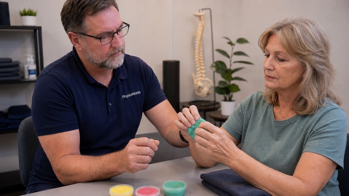 Repetitive strain injury wrist and hand strengthening with therapy putty