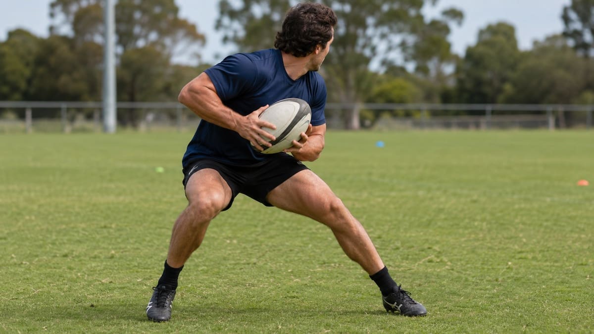 Rugby player changing direction as the ACL helps stabilise the knee