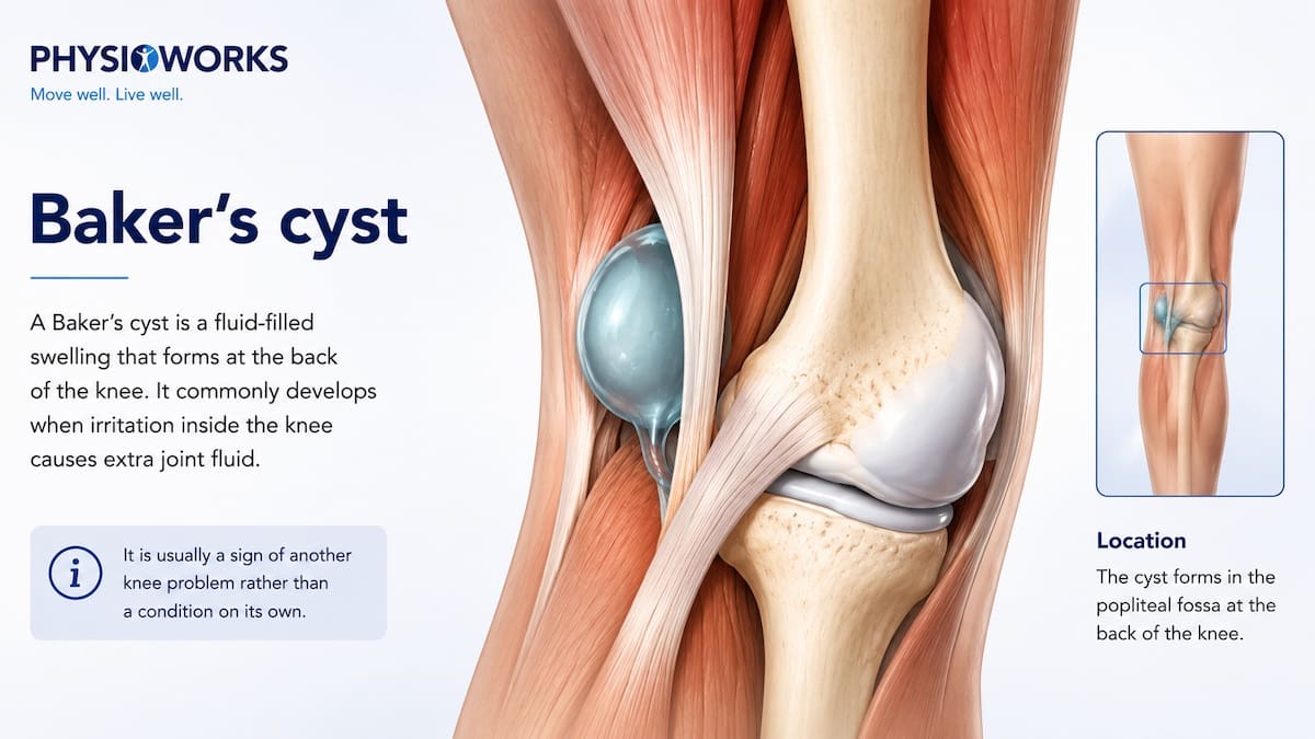 Baker’s cyst shown as fluid swelling behind the knee